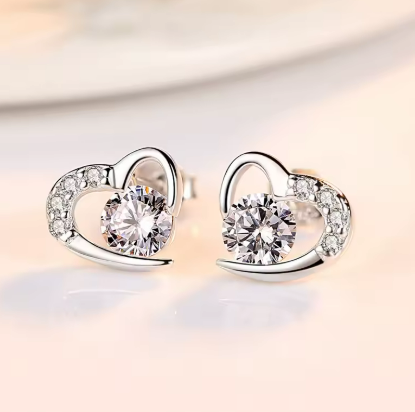 Aretes Corazón de plata